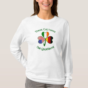 German Irish American Flags Shamrock Personalised T-Shirt