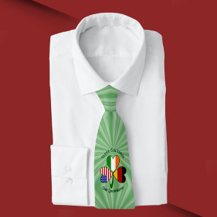 German Irish American Shamrock Personalised  Tie