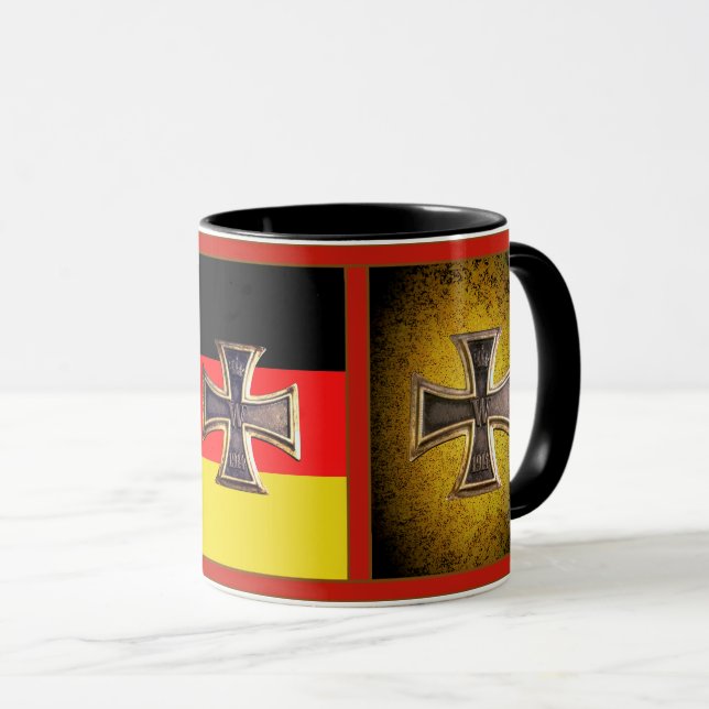 German, Iron cross on German flag, Iron cross Mug (Front Right)