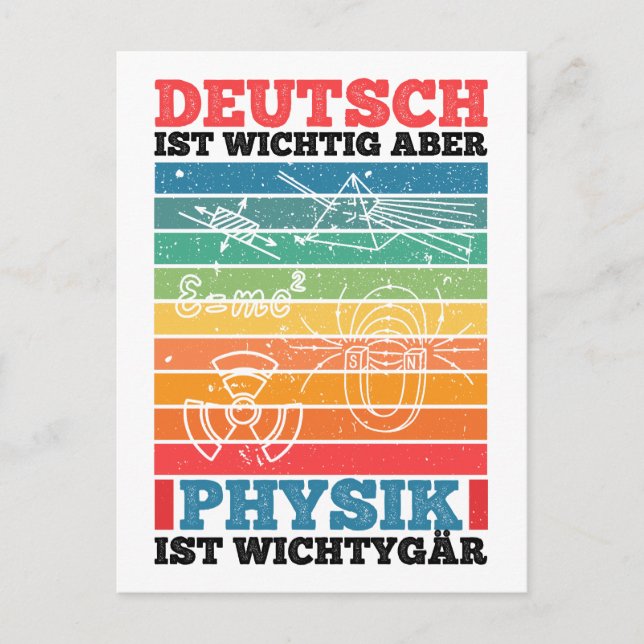 German Is Important But Physics Is Important Postcard (Front)