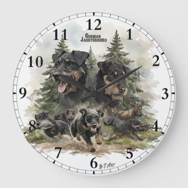 German Jagdterriers Large Clock (Front)