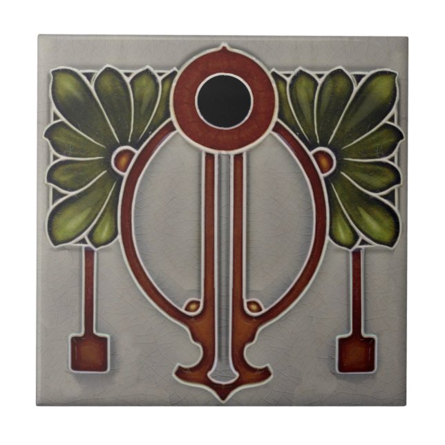 German Jugendstil Art Nouveau/Art Deco Repro Gray+ Ceramic Tile (Front)