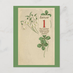 German Jugendstil Happy New Year Holiday Postcard