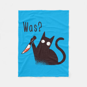 German Language Crazy Funny Cat With A Knife Fleece Blanket
