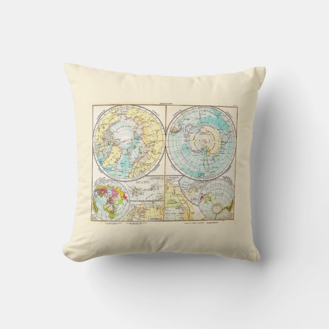 German-Language Polar Map Cushion (Front)