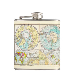 German-Language Polar Map Hip Flask