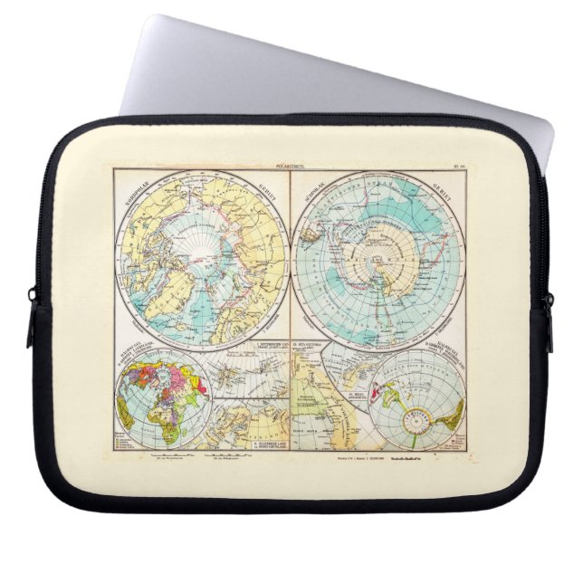German-Language Polar Map Laptop Sleeve (Front)