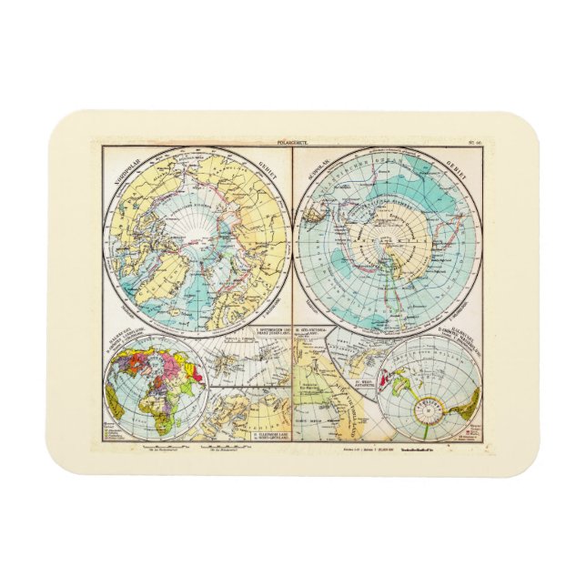 German-Language Polar Map Magnet (Horizontal)