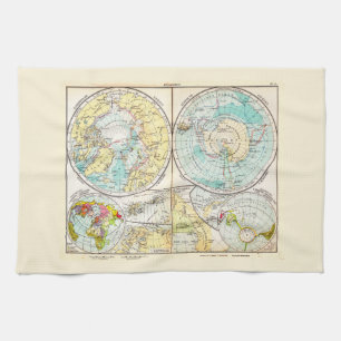 German-Language Polar Map Tea Towel