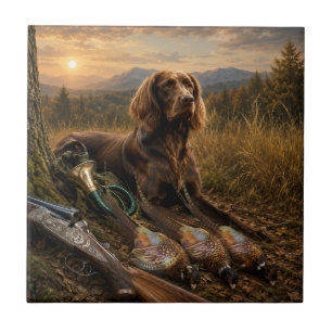 German Longhaired Pointer Hunting Companion Ceramic Tile