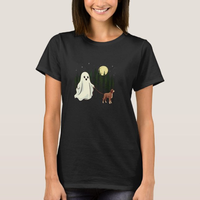 German Longhaired Pointer Walking Ghost Halloween  T-Shirt (Front)