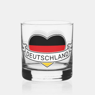 German Love Custom Name Whiskey Glass