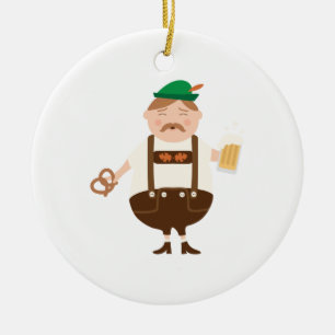 German Man Beer Germany Oktoberfest Ceramic Tree Decoration