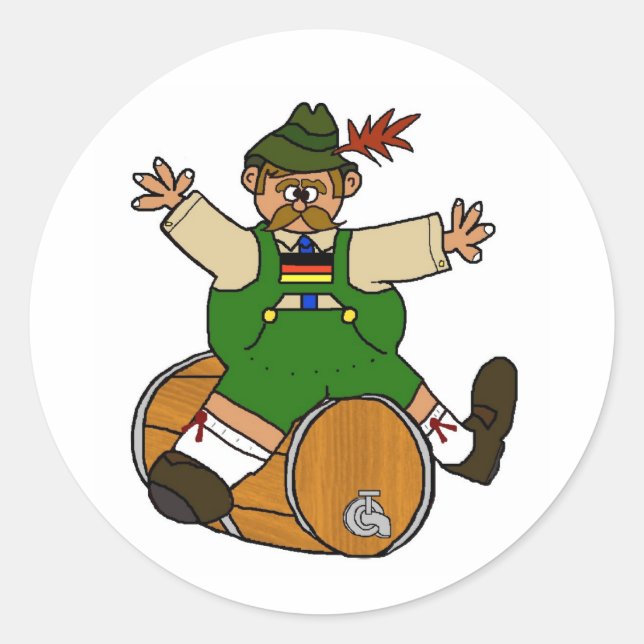 German Man on Beer Keg Stickers (Front)