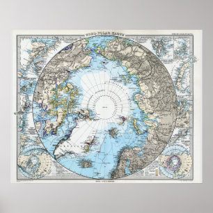 German map of the North Pole (1891) Poster