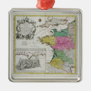 German Map showing English naval attacks on French Metal Tree Decoration