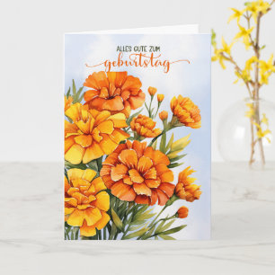 German Marigolds October Birthday Geburtstag Card
