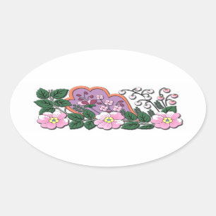 German mediaeval flowers ornament oval sticker