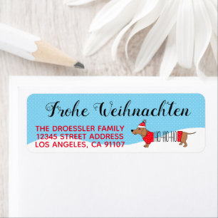 German Merry Christmas Doxie Return Address Label