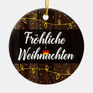 German Merry Christmas, Fröhliche Weihnachten Ceramic Ornament