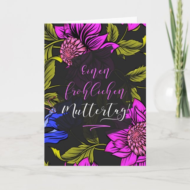 GERMAN Mother's Day Bold Botanical Blooms Card (Front)