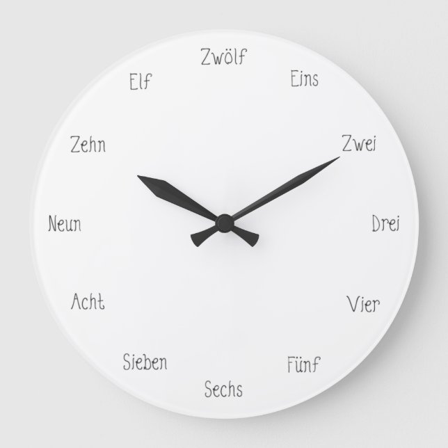 German Numbers Learn to Count Cute Language Large Clock (Front)