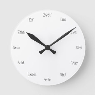 German Numbers Learn to Count Cute Language Round Clock