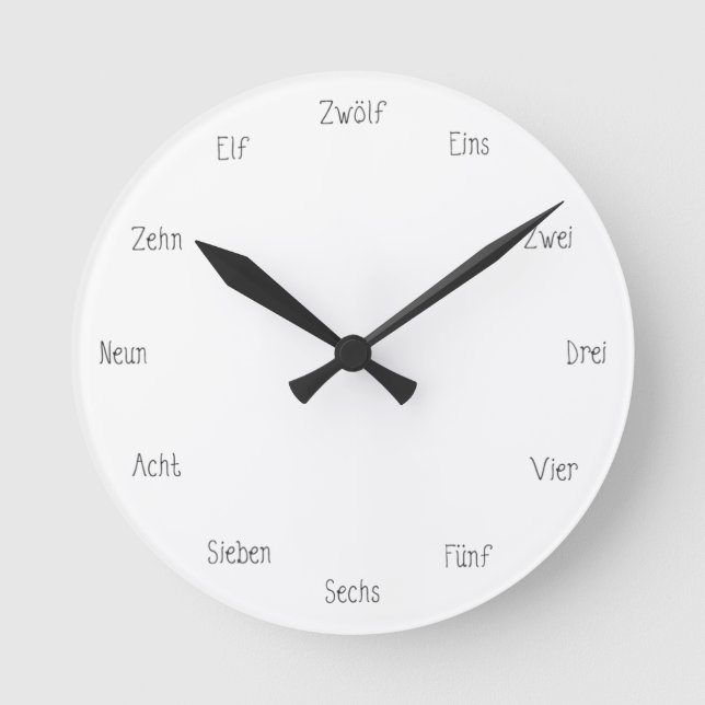 German Numbers Learn to Count Cute Language Round Clock (Front)