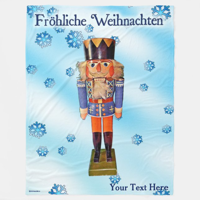 German Nutcracker - Fröhliche Weihnachten Fleece Blanket (Front)