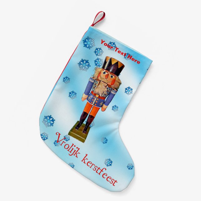 German Nutcracker - Vrolijk kerstfeest Small Christmas Stocking (Front (Hanging))