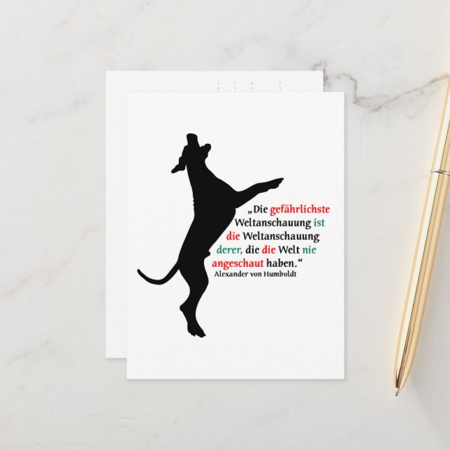 German only: Great Dane with Quote Postcard (Front/Back In Situ)