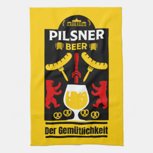 German Pilsner Beer Drinkers Tea Towel