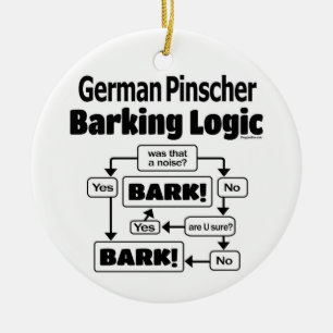 German Pinscher Barking Logic Ceramic Ornament