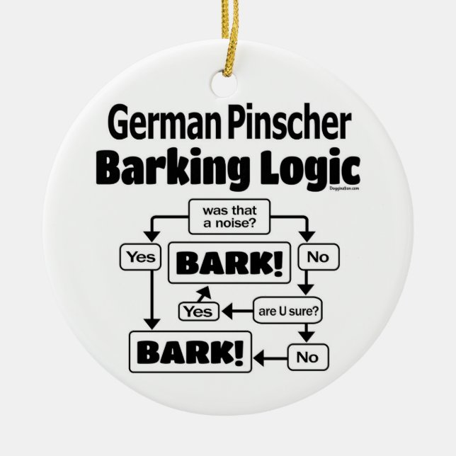 German Pinscher Barking Logic Ceramic Ornament (Front)