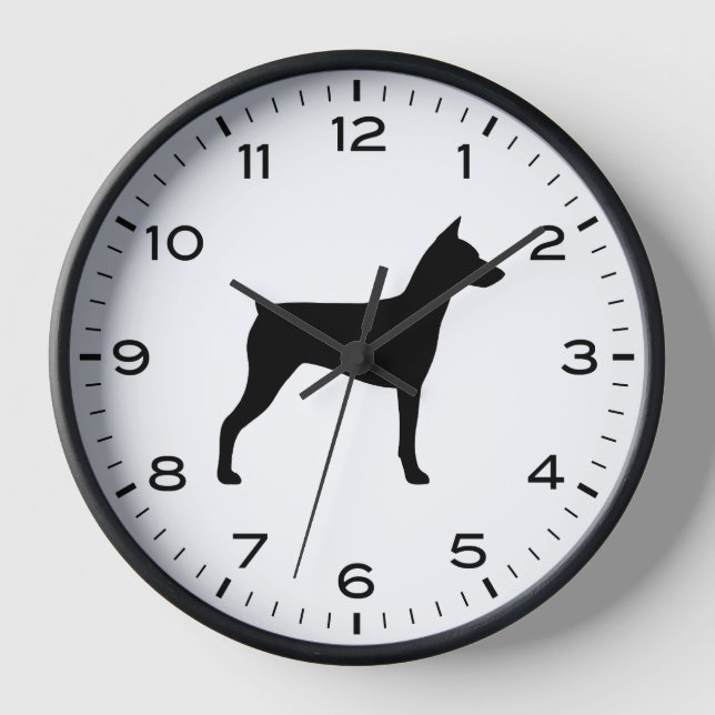 German Pinscher Dog Breed Silhouette Clock (Front)