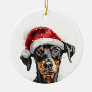 German Pinscher Dog Christmas Personalized Ceramic Ornament