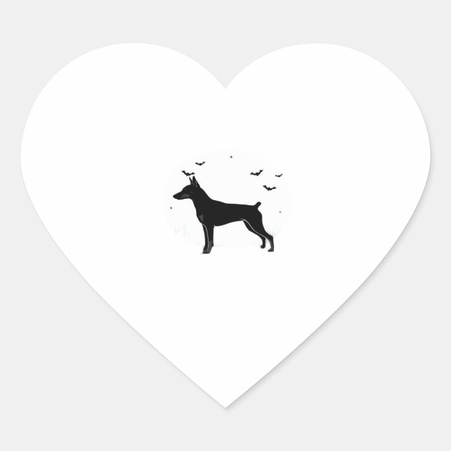 German Pinscher Dog � Halloween Moon Silhouette Cl Heart Sticker (Front)