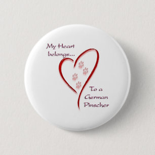 German Pinscher Heart Belongs 6 Cm Round Badge