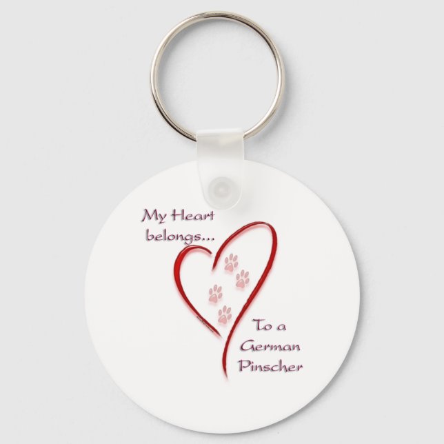 German Pinscher Heart Belongs Key Ring (Front)