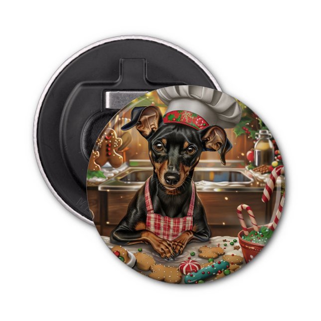 German Pinscher Holiday Baking: Festive Christmas Bottle Opener (Front)