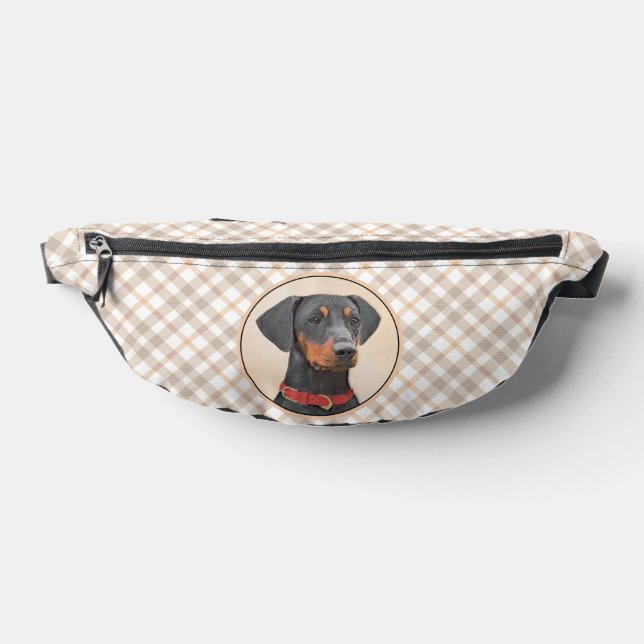 German Pinscher Painting Black Original Dog Art Bum Bags (Lay Down)