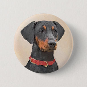 German Pinscher Painting Original Animal Art 6 Cm Round Badge