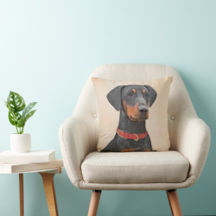 German Pinscher Painting Original Animal Art Cushion
