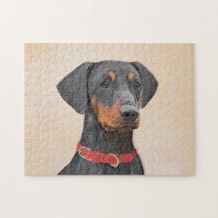 German Pinscher Painting Original Animal Art Jigsaw Puzzle