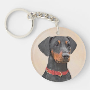 German Pinscher Painting Original Animal Art Key Ring