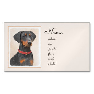 German Pinscher Painting Original Animal Art Magnetic Business Card