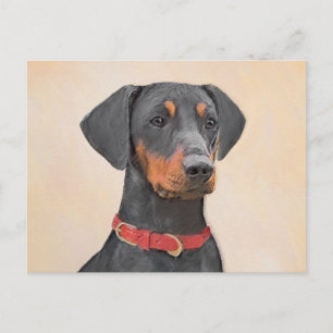 German Pinscher Painting Original Animal Art Postcard