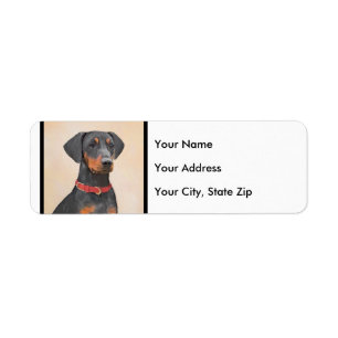 German Pinscher Painting Original Animal Art Return Address Label