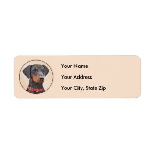 German Pinscher Painting Original Animal Art Return Address Label