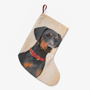 German Pinscher Painting Original Animal Art Small Christmas Stocking